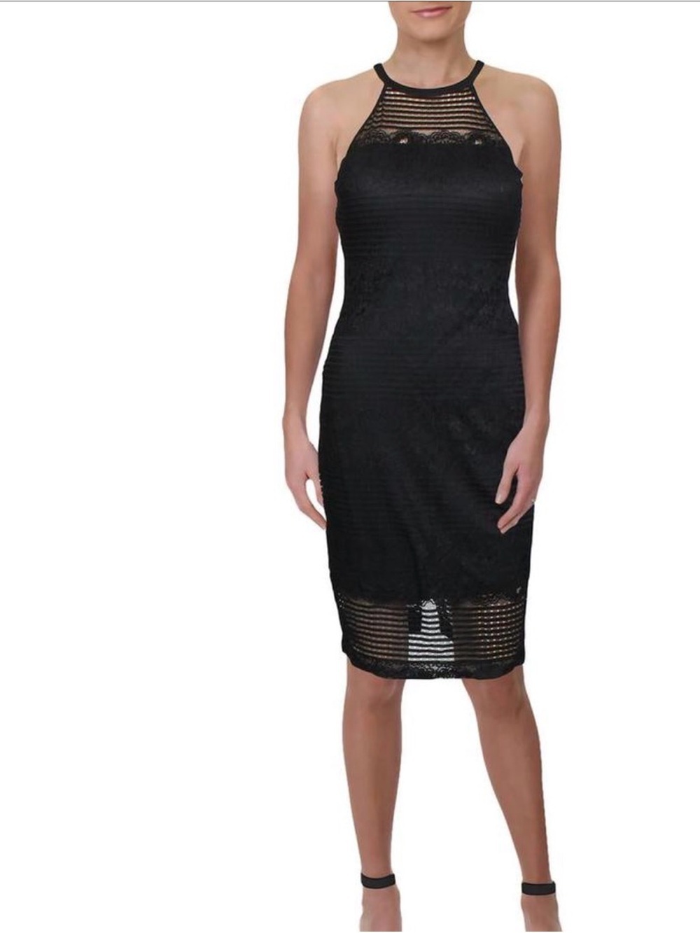 GUESS Black Illusion Lace Cocktail Dress
